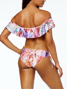 Raisins Crystal Cove Mermaid Flounce Bikini Set Pink Floral Size Large NWT
